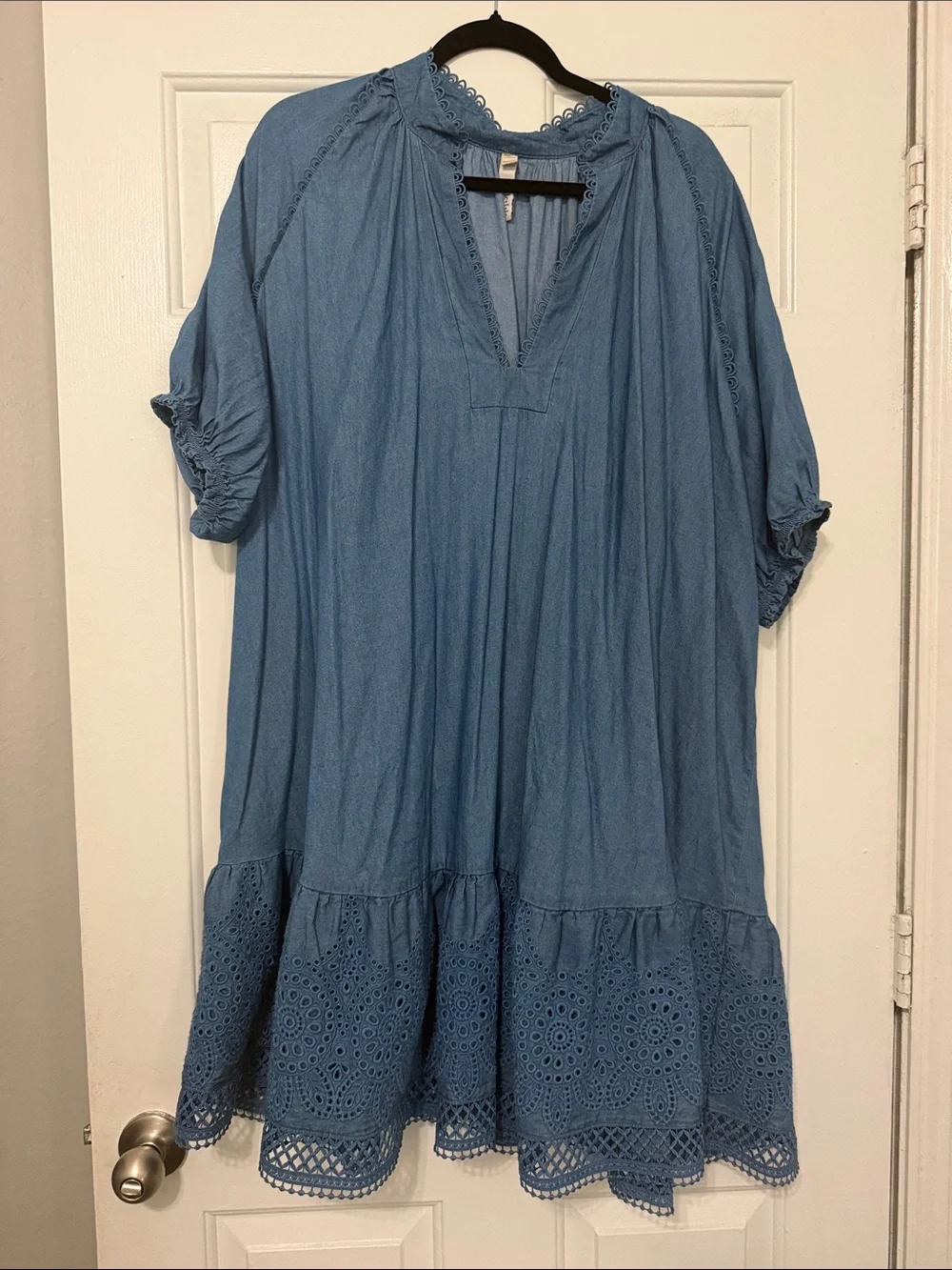 torrid Light Blue denim Eyelet Tiered dress